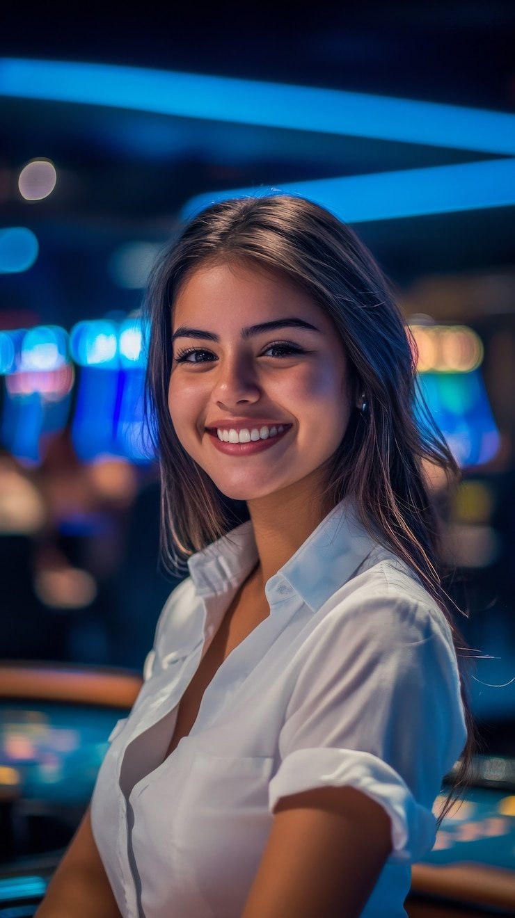 Live dealer spinning the roulette wheel